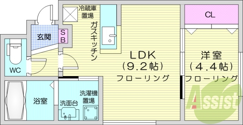 1LDK、エアコン、独立洗面台、灯油暖房、シャワートイレ