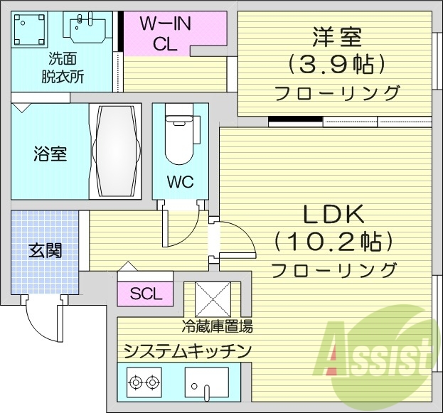 1LDK、浴室乾燥機、エアコン、インターネット無料