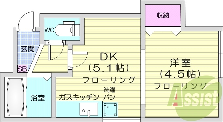 1DK、シューズボックス、灯油ストーブ、ウォシュレット