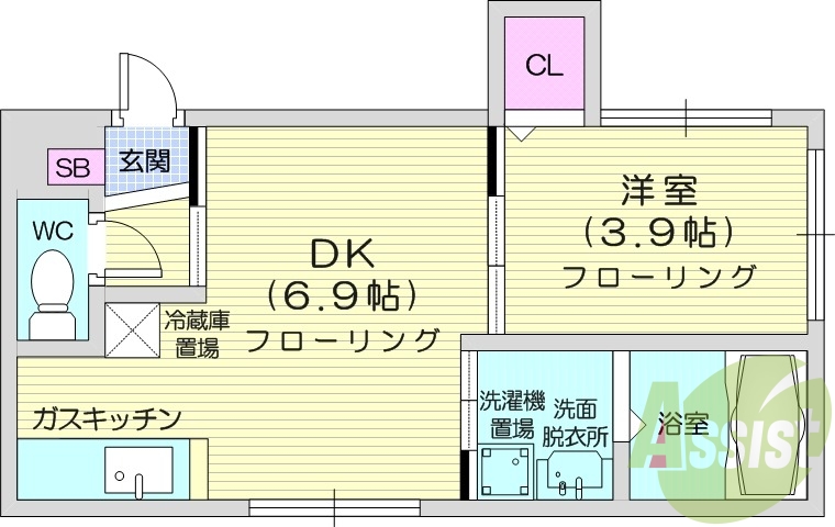 1DK、女性限定、エアコン、オートロック、灯油暖房