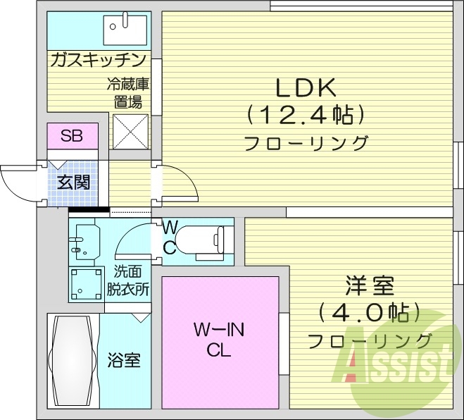 1LDK、浴室乾燥機、オートロック、バストイレ別
