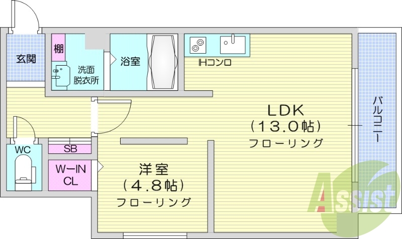 1LDK、インターネット無料、オートロック