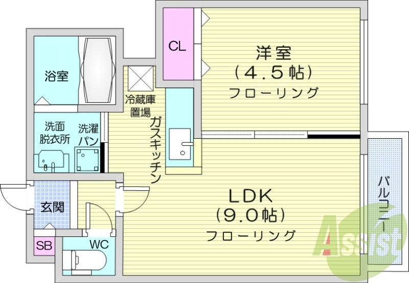 1LDK、オートロック、角部屋、モニターホン、灯油FF暖房
