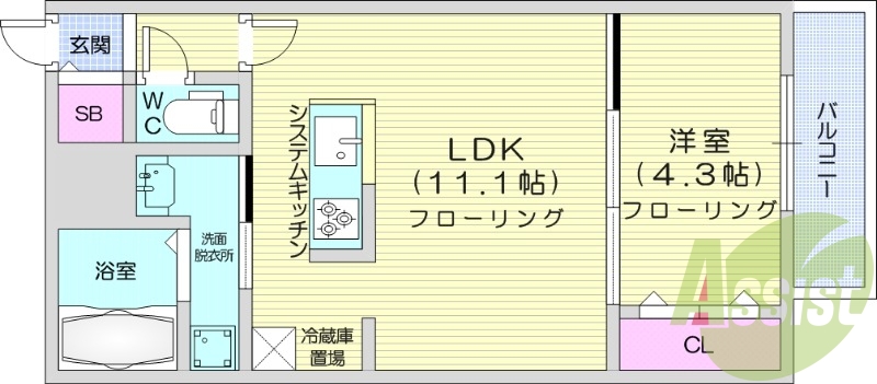 1LDK、ネット無料、浴室乾燥機、宅配ボックス