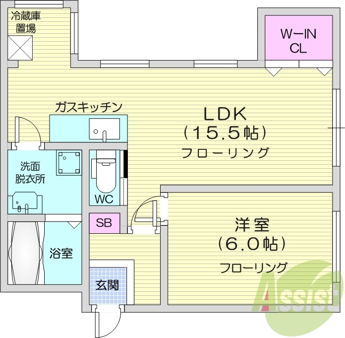 1LDK、独立洗面台、シャワートイレ、ネット使用料不要