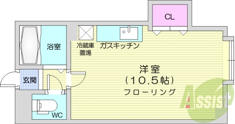 1R、モニタ付インターホン、シャワートイレ、ガス定額制