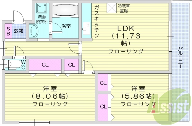 2LDK、エアコン、トランクルーム、灯油暖房、