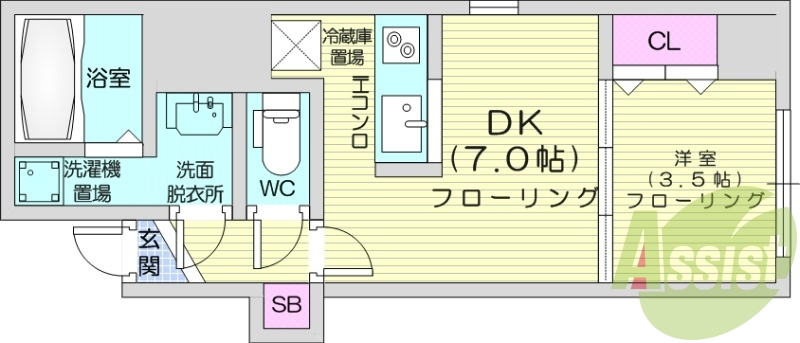 1DK、オール電化、浴室乾燥機、IHコンロ、シャワートイレ