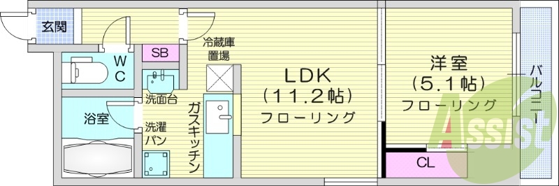 1LDK、インターネット無料、バストイレ別、灯油暖房
