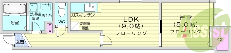 1LDK、独立洗面台、灯油暖房、モニタ付インターホン