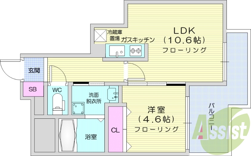 1LDK、モニターホン、灯油暖房、収納、宅配BOX