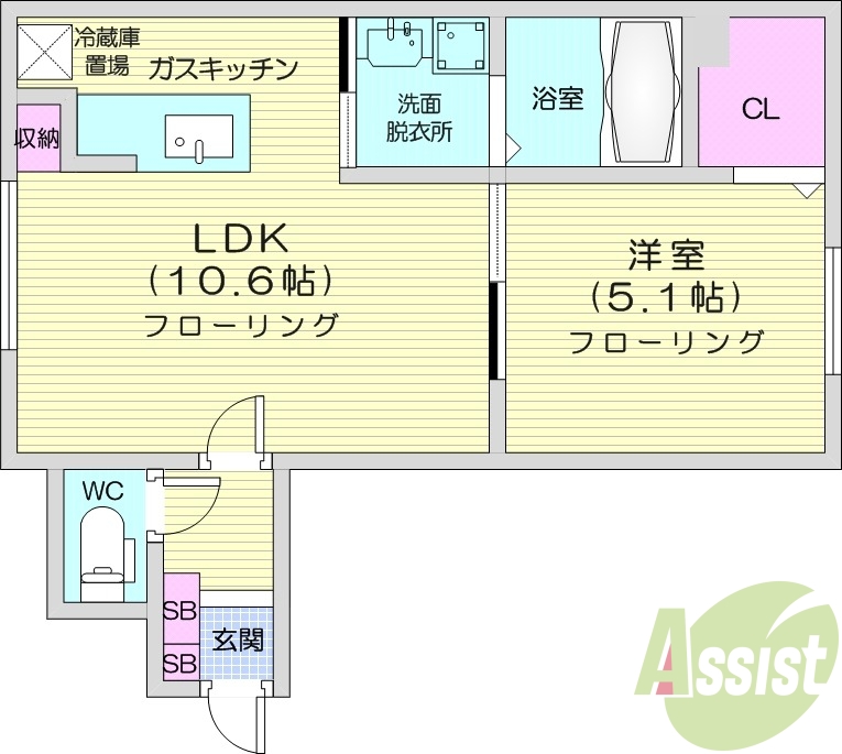 1LDK、ロードヒーティング、灯油暖房、ネット無料