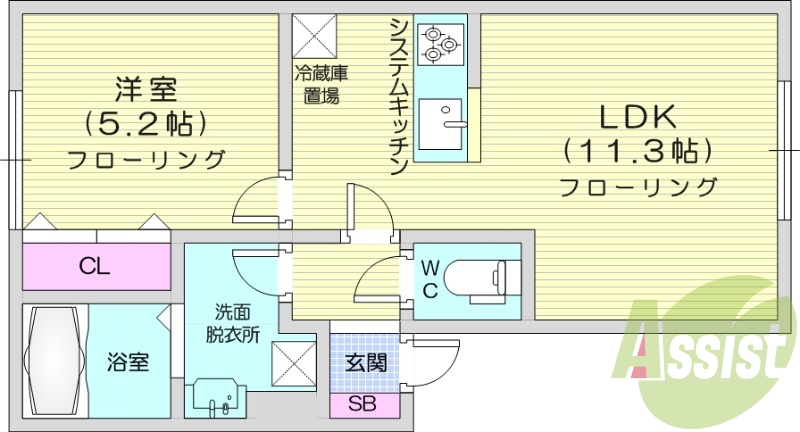 1LDK、エアコン、モニターホン、追い焚き機能