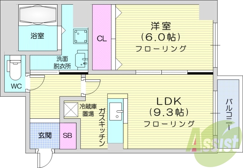 １LDK、エアコン、オートロック、都市ガス、バストイレ別