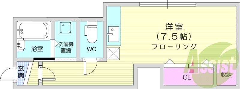 1K、エアコン、シャワートイレ、システムキッチン