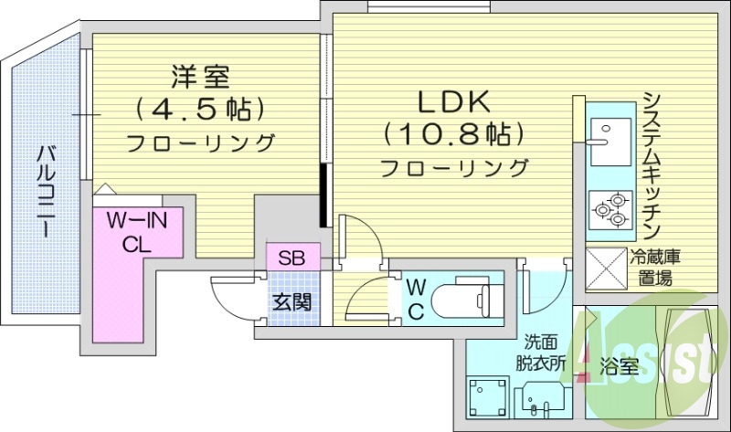 1LDK、都市ガス、エアコン、浴室乾燥機、追い焚き