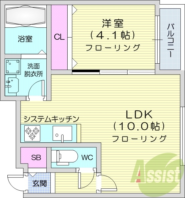 1LDK、都市ガス、エアコン、浴室乾燥機、追い焚き