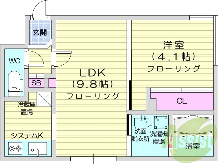 1LDK、エアコン、灯油暖房、ネット無料