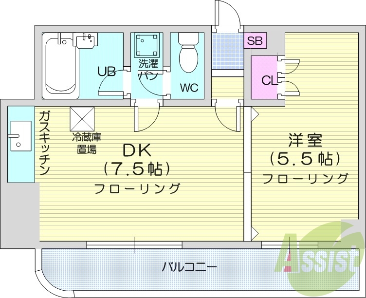 1LDK、バルコニー、暖房便座、シューズボックス