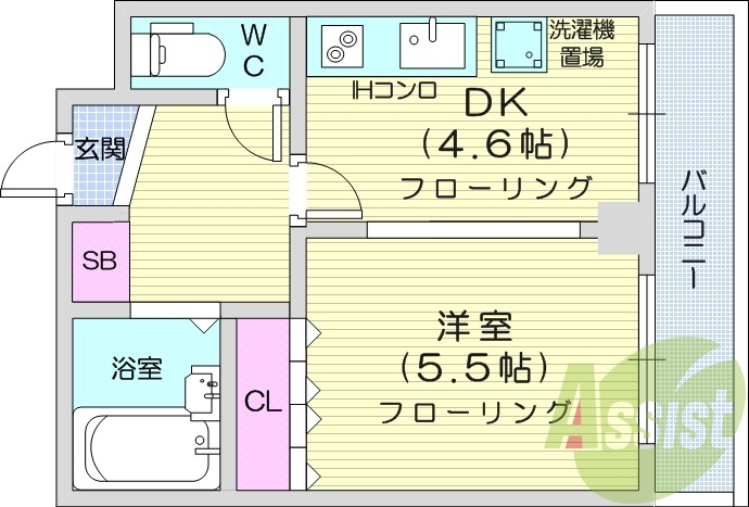 1DK、都市ガス、エレベーター、オートロック