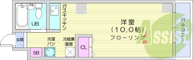 1R、モニターホン、都市ガス、ガス暖房、エアコン