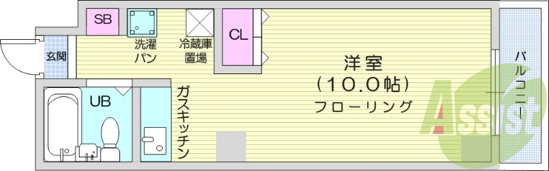 1K、モニタ付インターホン、都市ガス、ガス暖房