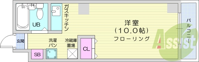 1K、モニタ付インターホン、都市ガス、ガス暖房
