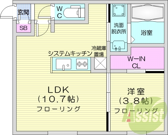 1LDK、エアコン、都市ガス、ペット飼育可能