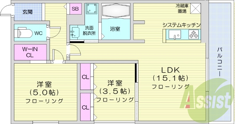2ＬＤＫ、エアコン、都市ガス、ペット飼育可能