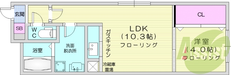 1LDK、角部屋、オートロック、光ファイバー