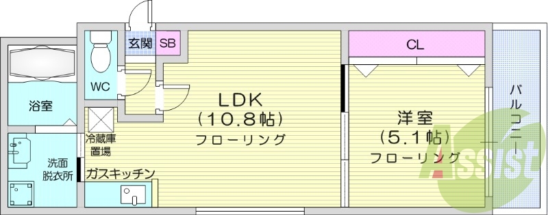 1LDK、エアコン、灯油暖房、オートロック