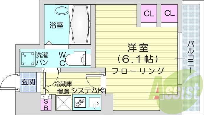 1K、ネット無料、浴室乾燥、オートロック、エレベーター