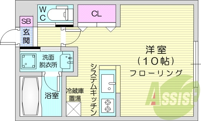 1K、エアコン、ネット無料、角部屋、独立洗面台