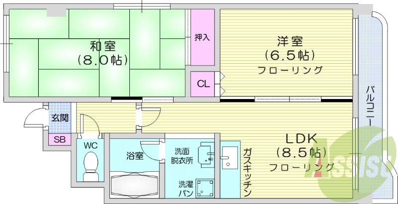 2LDK、オートロック、ペット対応、灯油FF暖房