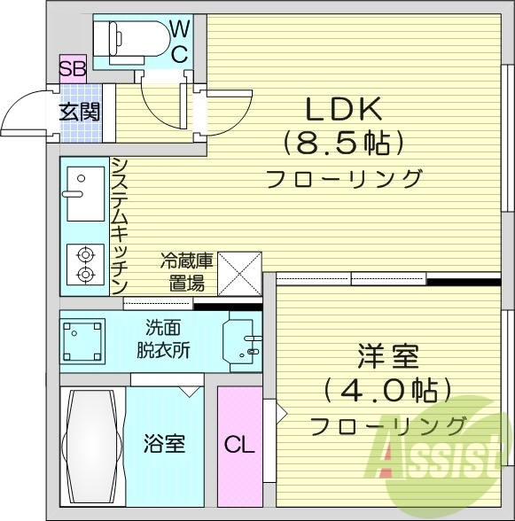 1LDK、ネット無料、都市ガス、オートロック