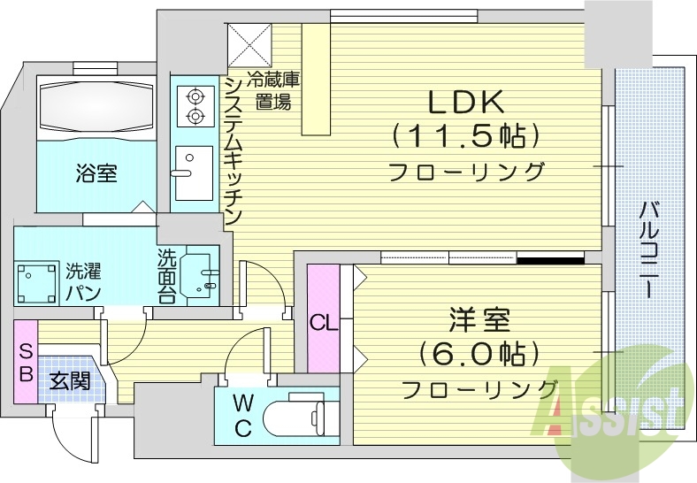 1LDK、都市ガス、エアコン、ネット無料、独立洗面台