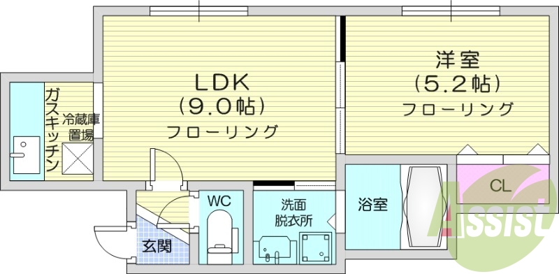 1LDK、ペット相談、ネット無料、独立洗面台