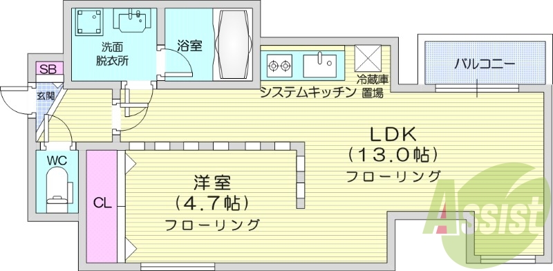 1LDK、灯油FF暖房、独立洗面台、オートロック