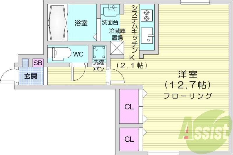 1K、都市ガス、ネット無料、バストイレ別、灯油暖房