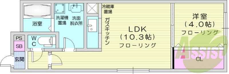 1LDK、角部屋、オートロック、光ファイバー