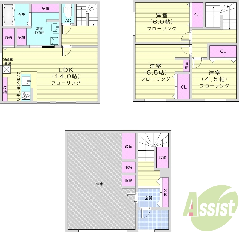 3LDK、ペット飼育可、エアコン、無料駐車場