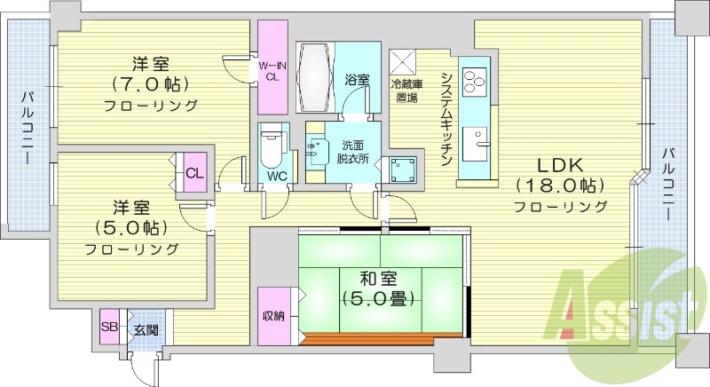 3LDK、収納、洗濯機置場、オール電化、バストイレ別