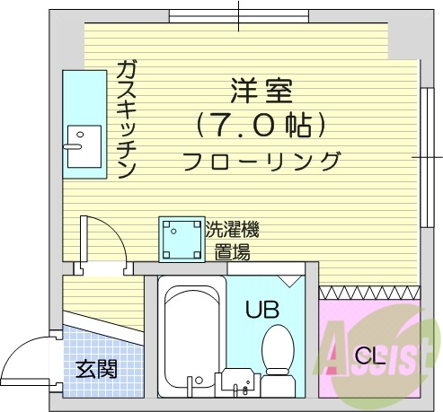 ワンルーム、インターネット利用可、暖房器具有