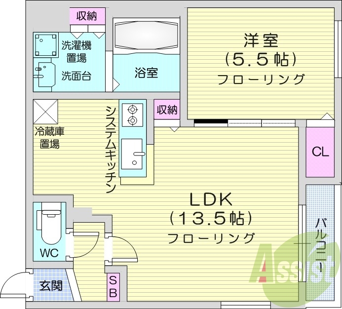1LDK、ペット可、都市ガス、エアコン、追い焚き