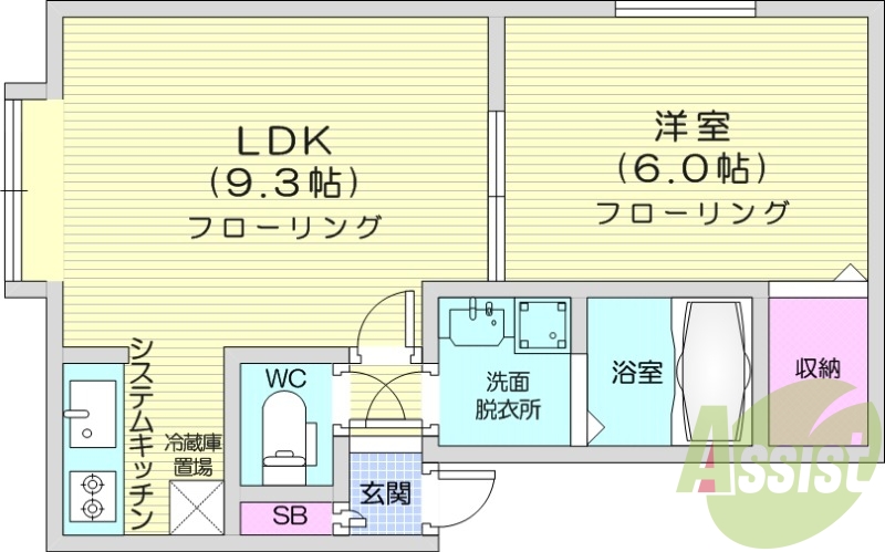 1LDK、独立洗面台、エアコン、モニターホン