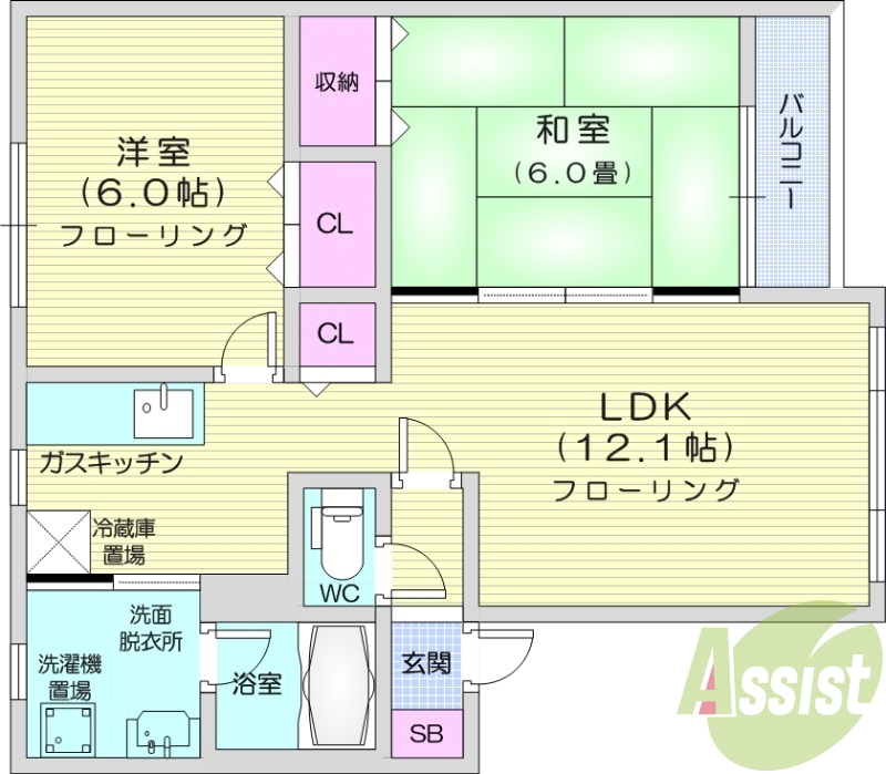 2LDK、ロードヒーティング、カメラ付きインターホン