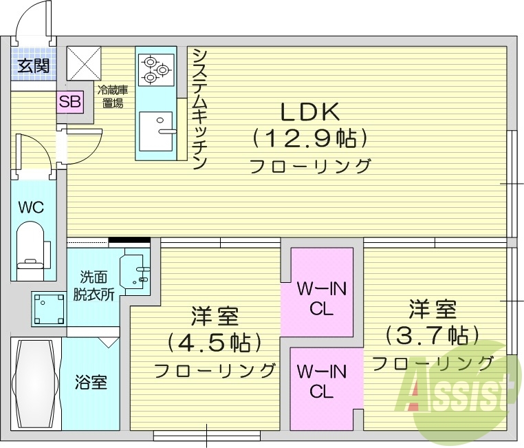2LDK、ガスリミット、宅配ボックス、温水便座