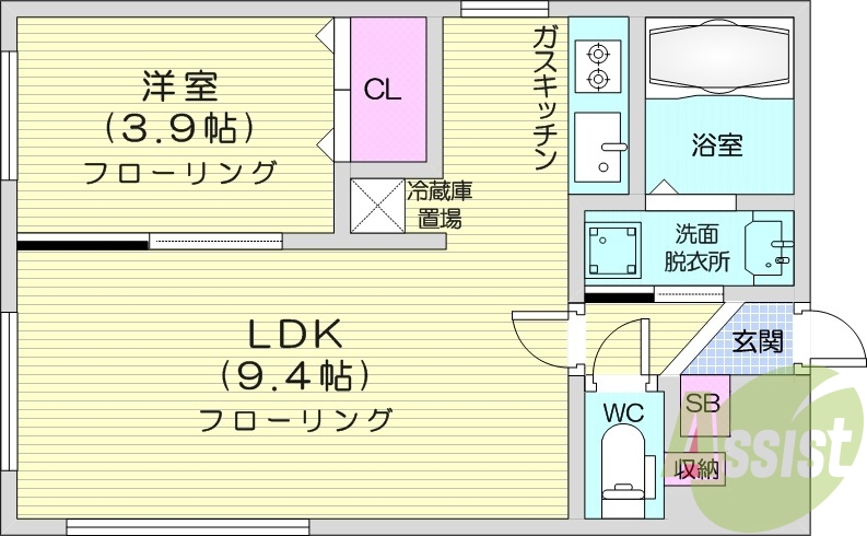 1LDK、ガスリミット、宅配ボックス、温水便座