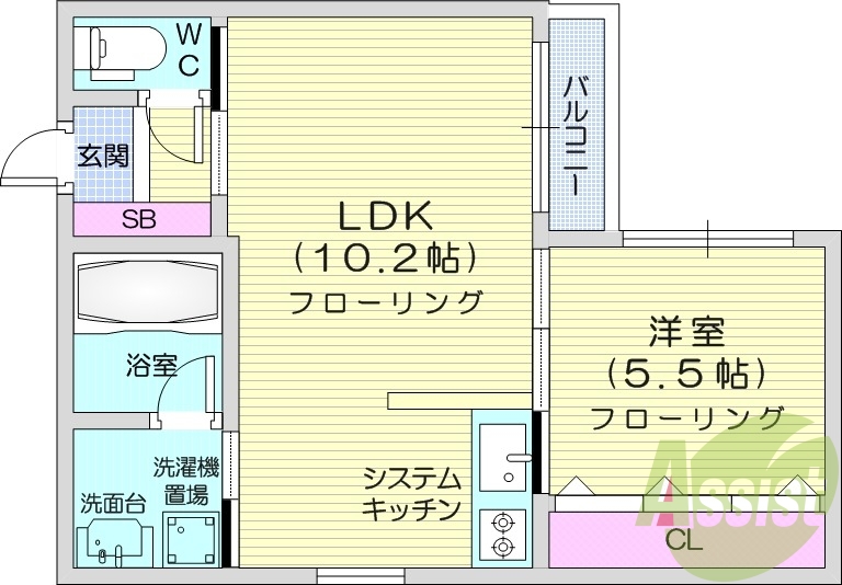 1LDK、エアコン、ペット相談、モニタ付インターホン