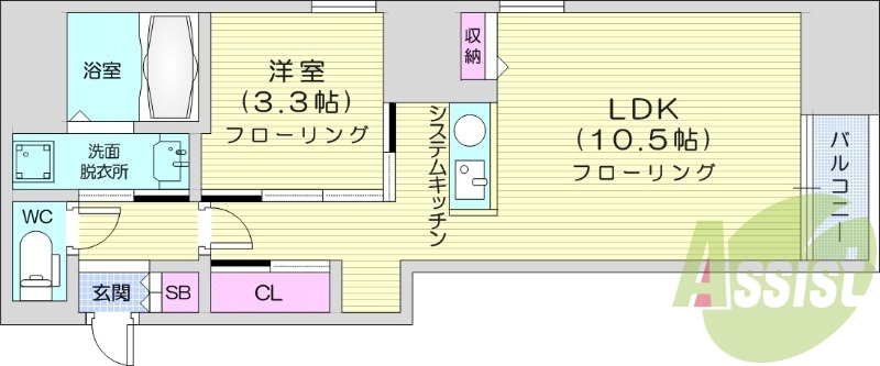 1LDK、エアコン、追い焚き、ウォシュレット